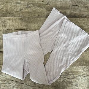 Aerie ribbed flare leggings small light purple pink